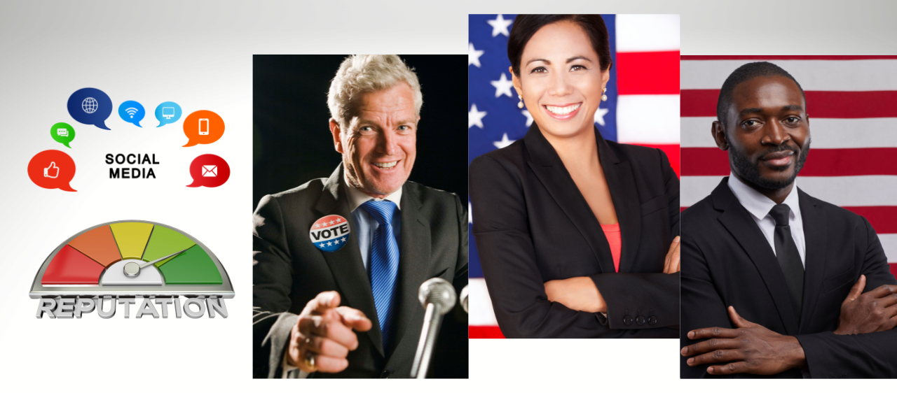 white man latina woman and African american man politicians